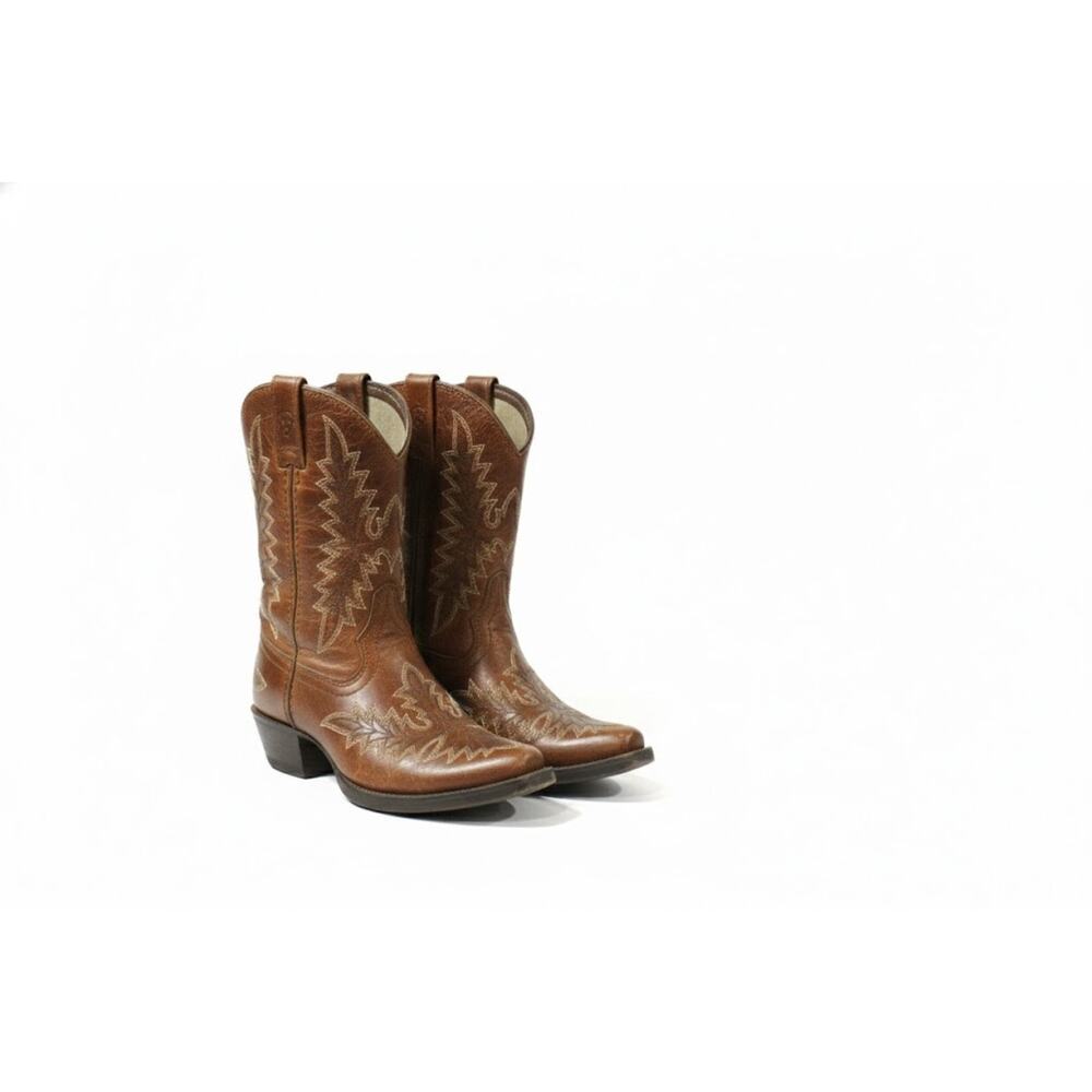 Ariat Kids Quickdraw Western Boots Brown Leather Square Toe Size 10